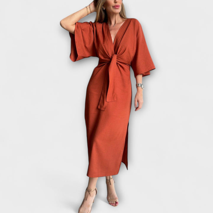 Holly - Casual jurk met V-hals en strik