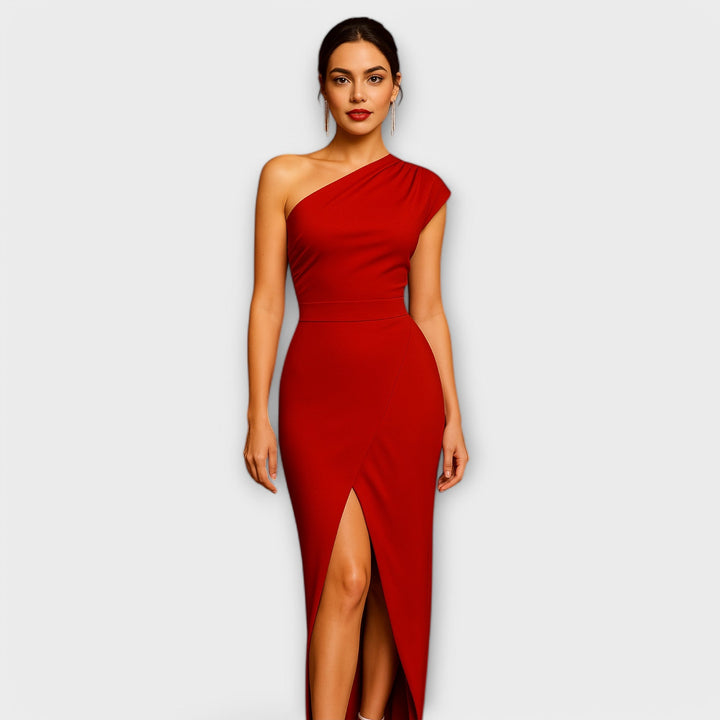 Elegante asymmetrische avondjurk