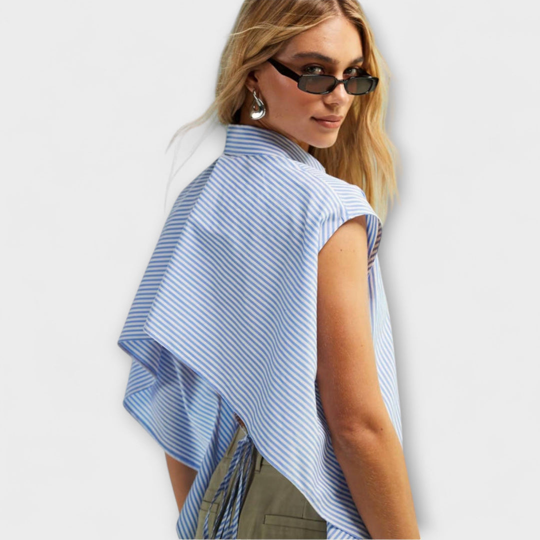 Leona - Mouwloos gestreept Top