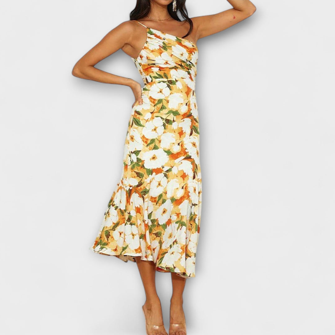 Tabea - Asymmetrische Bloemenprintjurk