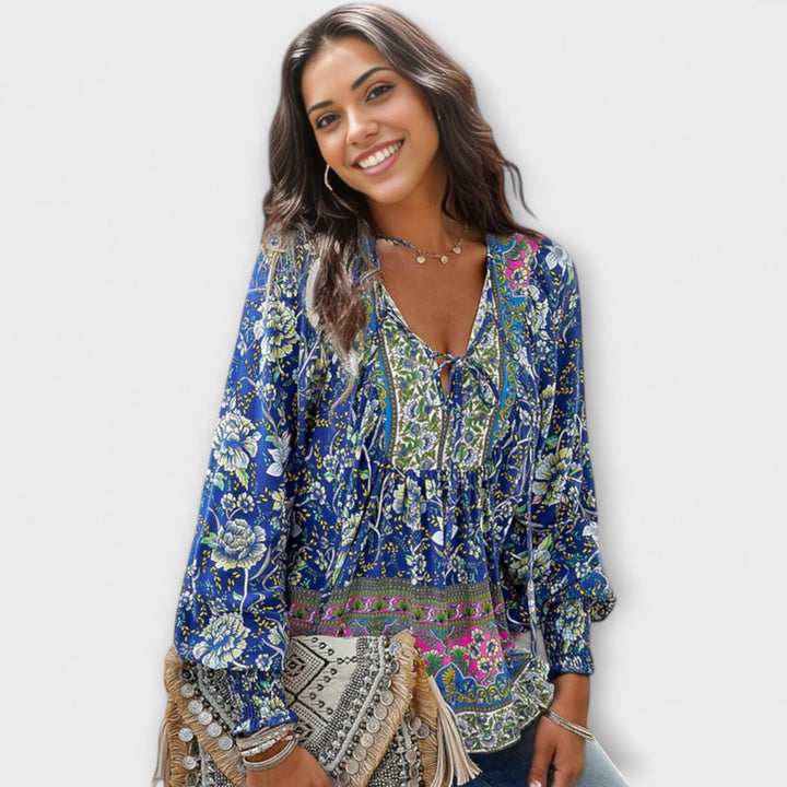 Melodie - Bohemian V-hals Top met Bindfront
