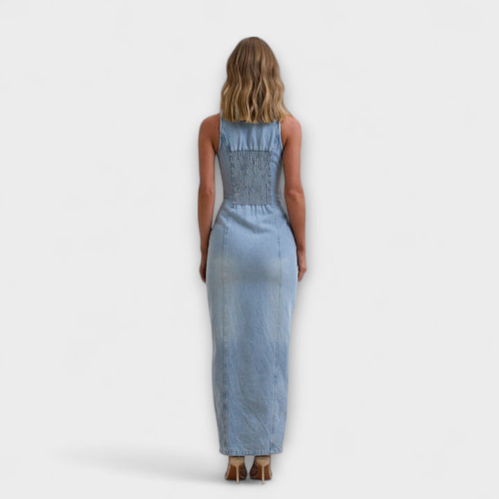 Lacey - Mid Wash Denim Maxikleed