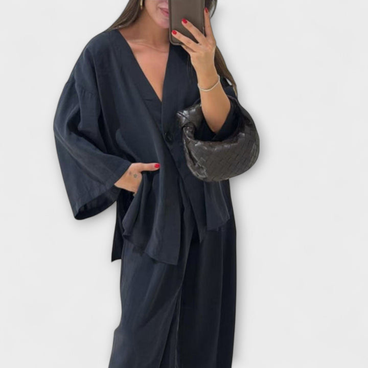 Jacqueline - Casual V-hals Top en Broek Duo