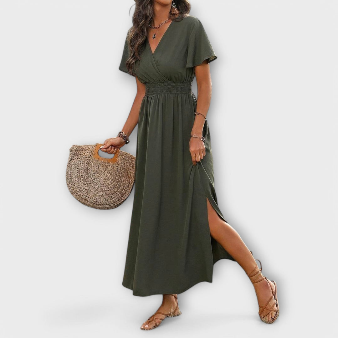 Heather - Elegante Boho jurk met V-hals en lange mouwen