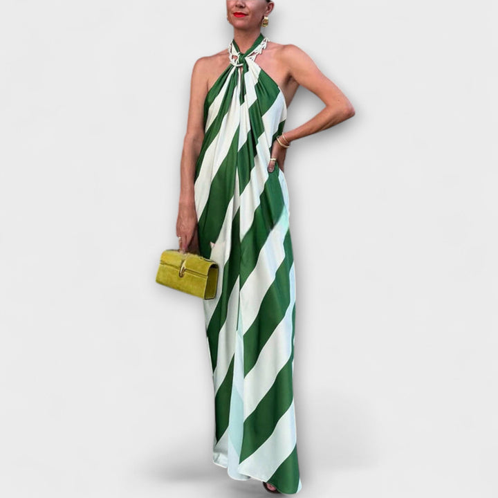 Marlowe - Gestreept Halter Rugvrije Maxikleed