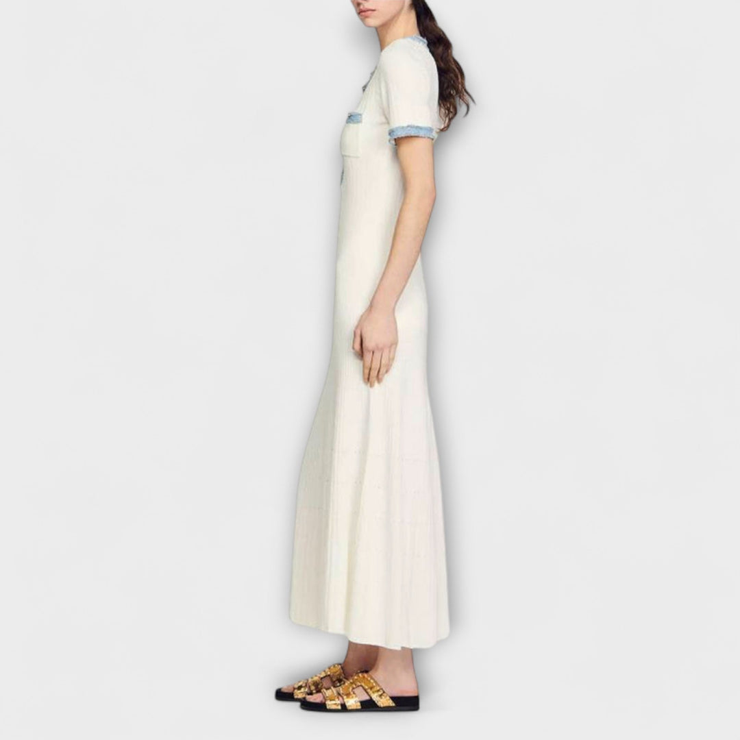 Alecia - Gestructureerde Maxi-jurk