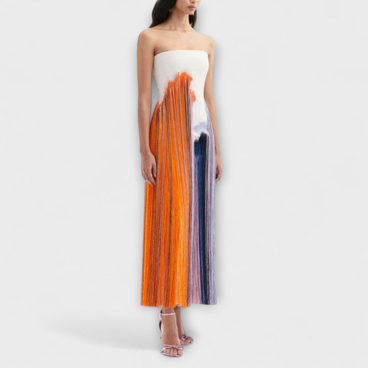 Zomer - Stijlvolle Colorblock-jurk met trendy franjes