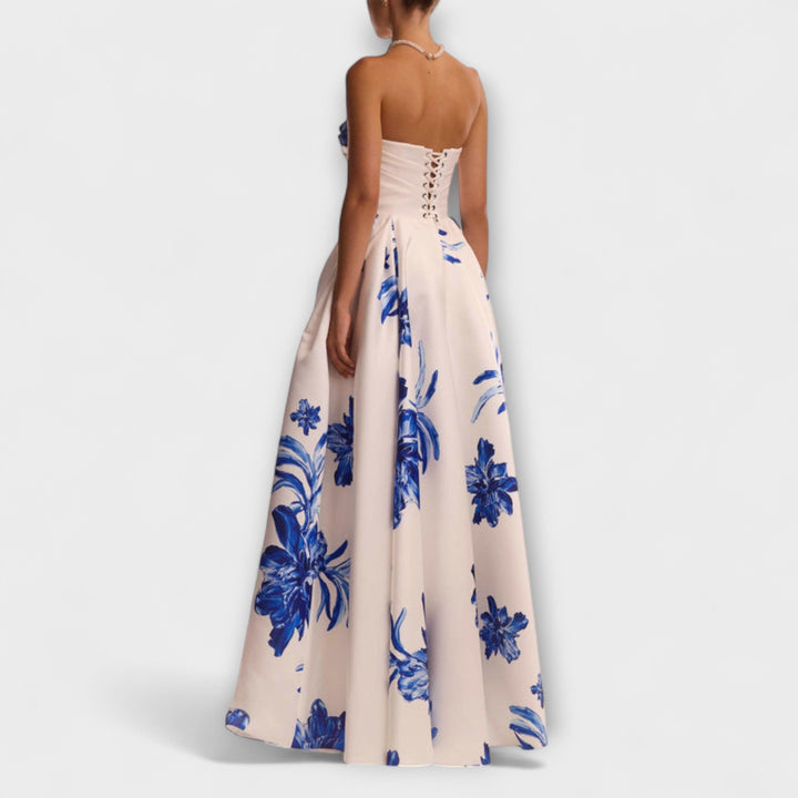 Rosalie - Chic Off-Shoulder Bloemen-Maxikleed