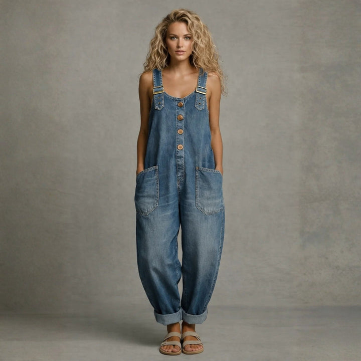 Leila - Stijlvolle Denim Jumpsuit met Zakjes