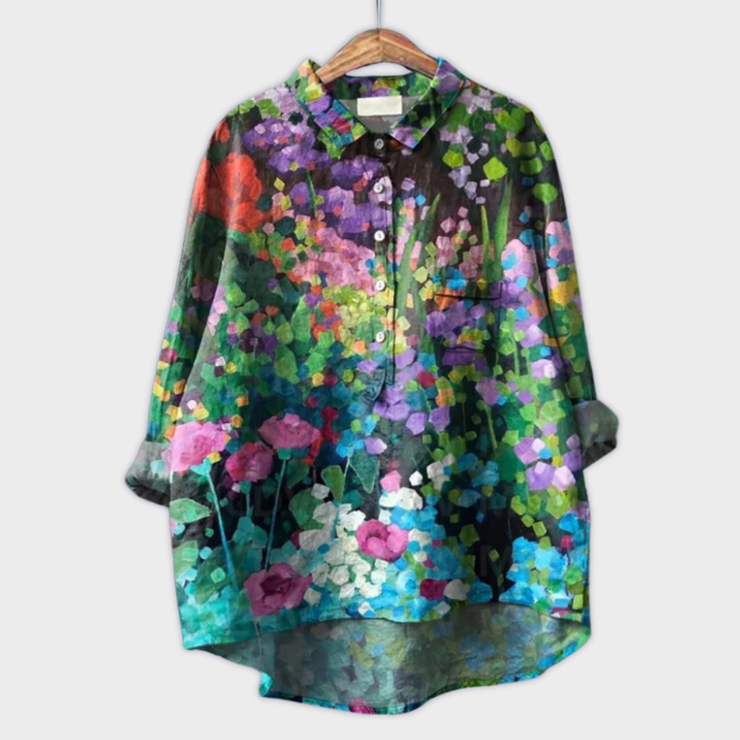 Magdalena - Handgemaakte Damesblouse met Bloemdesign