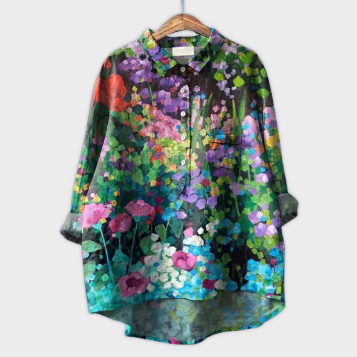 Magdalena - Handgemaakte Damesblouse met Bloemdesign