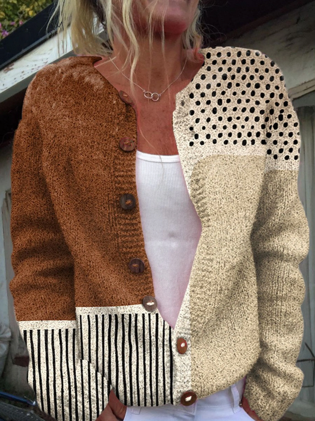 Amaya | Cardigan met knopen en mouwen met stippen voor dames