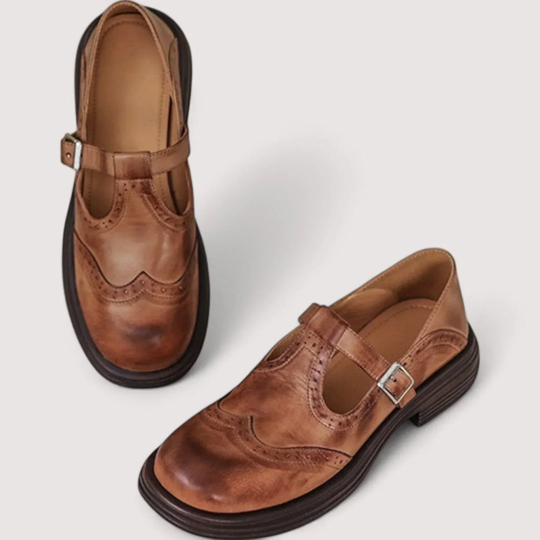 Claudia | Leren Mary Jane loafers met gaatjesmotief voor dames