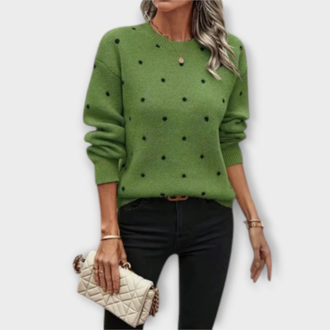 Ava – casual langärmeliger Pullover mit Tupfenmuster