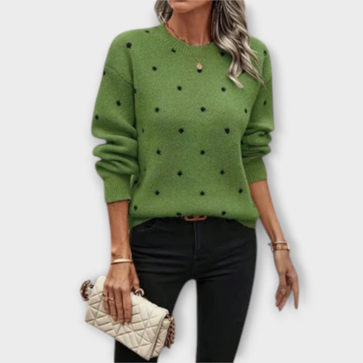 Ava – casual langärmeliger Pullover mit Tupfenmuster