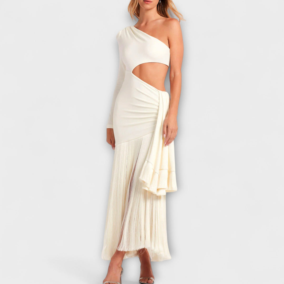 Alice - Opvallende Cutout-Franje-Maxijurk