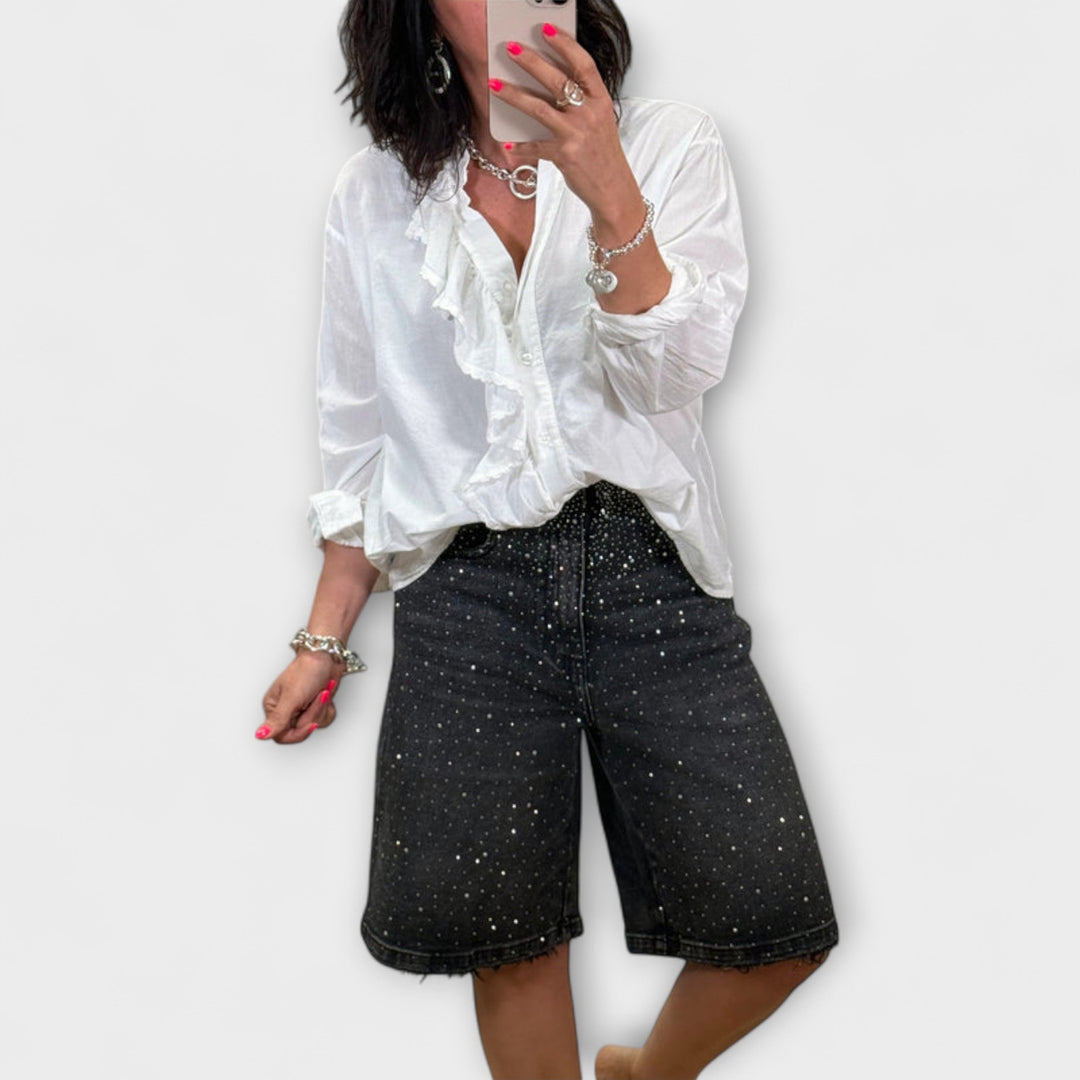 Amaris - Bermudashorts met Strassversieringen