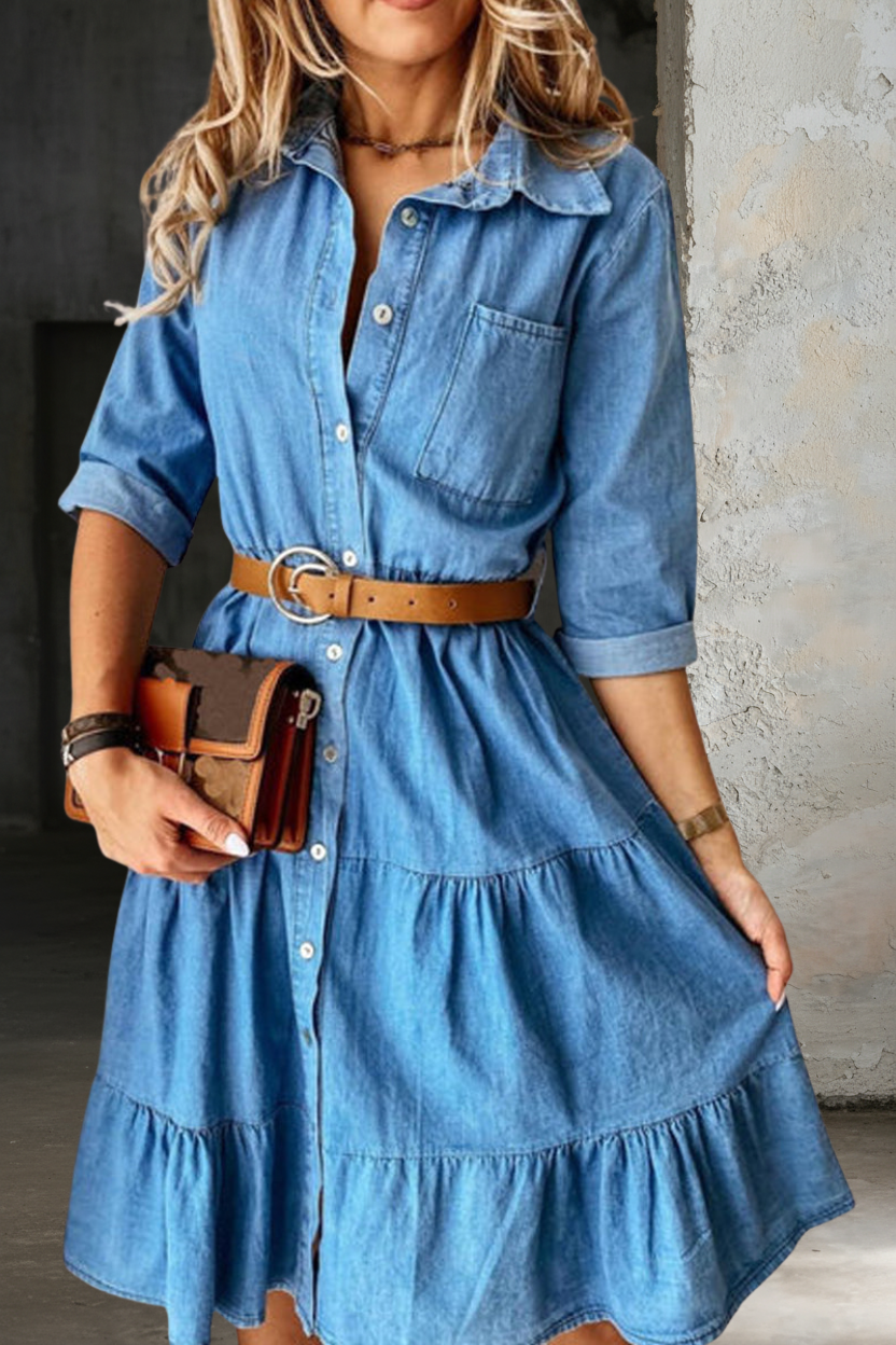 Bárbara - Casual Elegante Denim Jurk