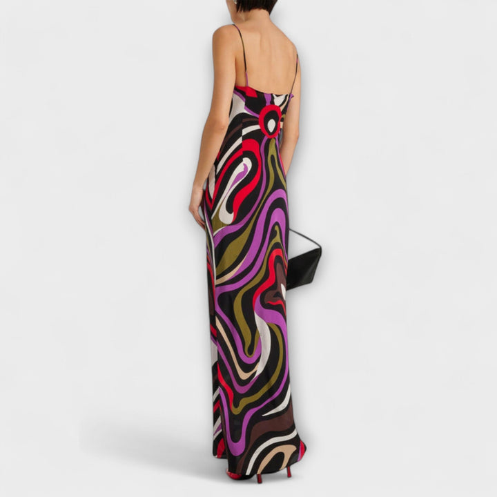 Daphne - Maxi-jurk in Marmerprint