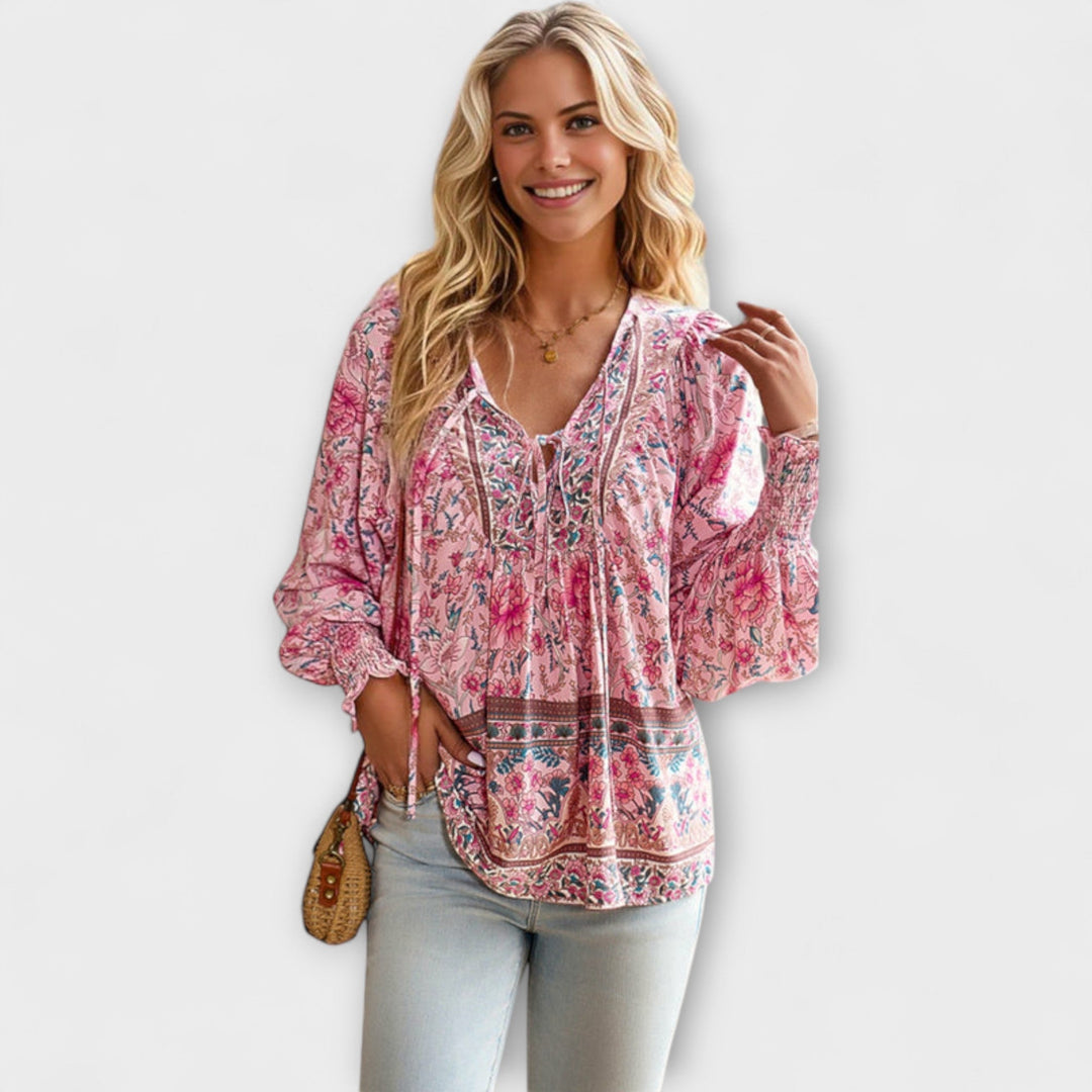 Melodie - Bohemian V-hals Top met Bindfront