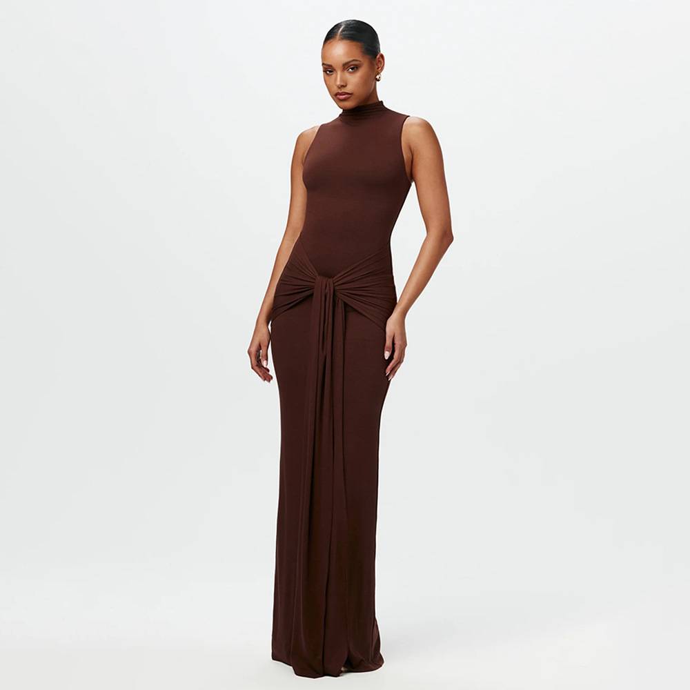 Calista - Stijlvolle geknotete Maxikleid van vloeiende Chiffon