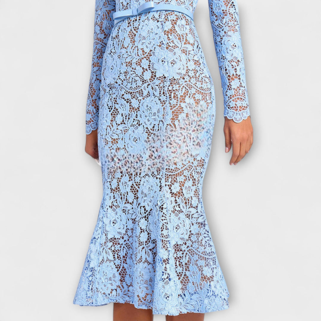 Freya - Elegante Midi-Jurk van Bloemenkant
