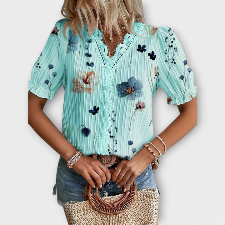 Emily - Modieuze Blouse met Puntige Uitsnijding