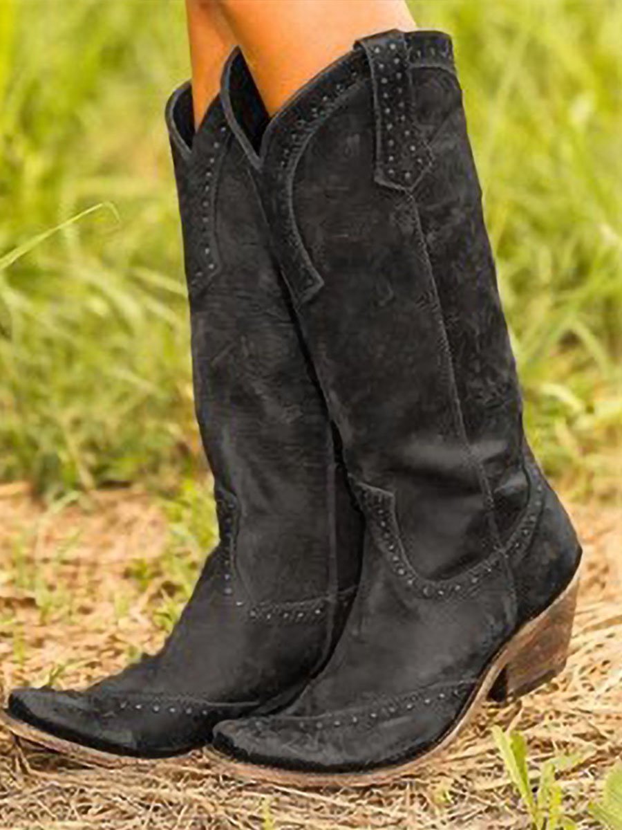 Amaris | Kniehoge cowboylaarzen met studs voor dames
