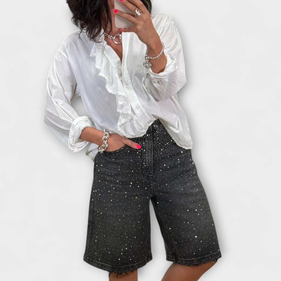 Amaris - Bermudashorts met Strassversieringen