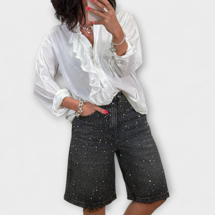 Amaris - Bermudashorts met Strassversieringen