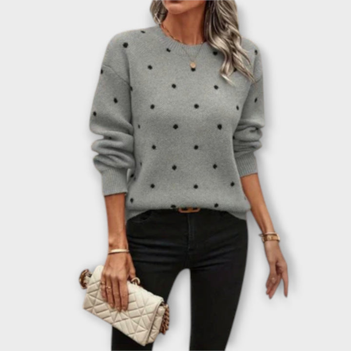 Ava – casual langärmeliger Pullover mit Tupfenmuster