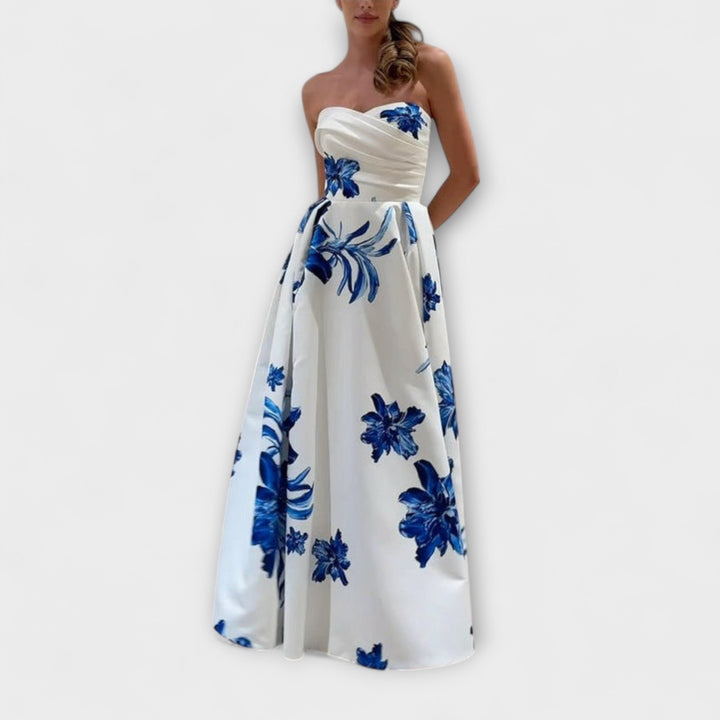Rosalie - Chic Off-Shoulder Bloemen-Maxikleed