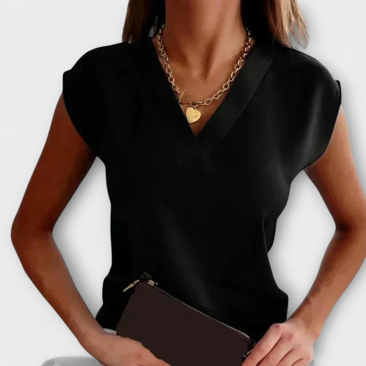Melanie - Dames V-hals Zomer Top met Loose Mouwen