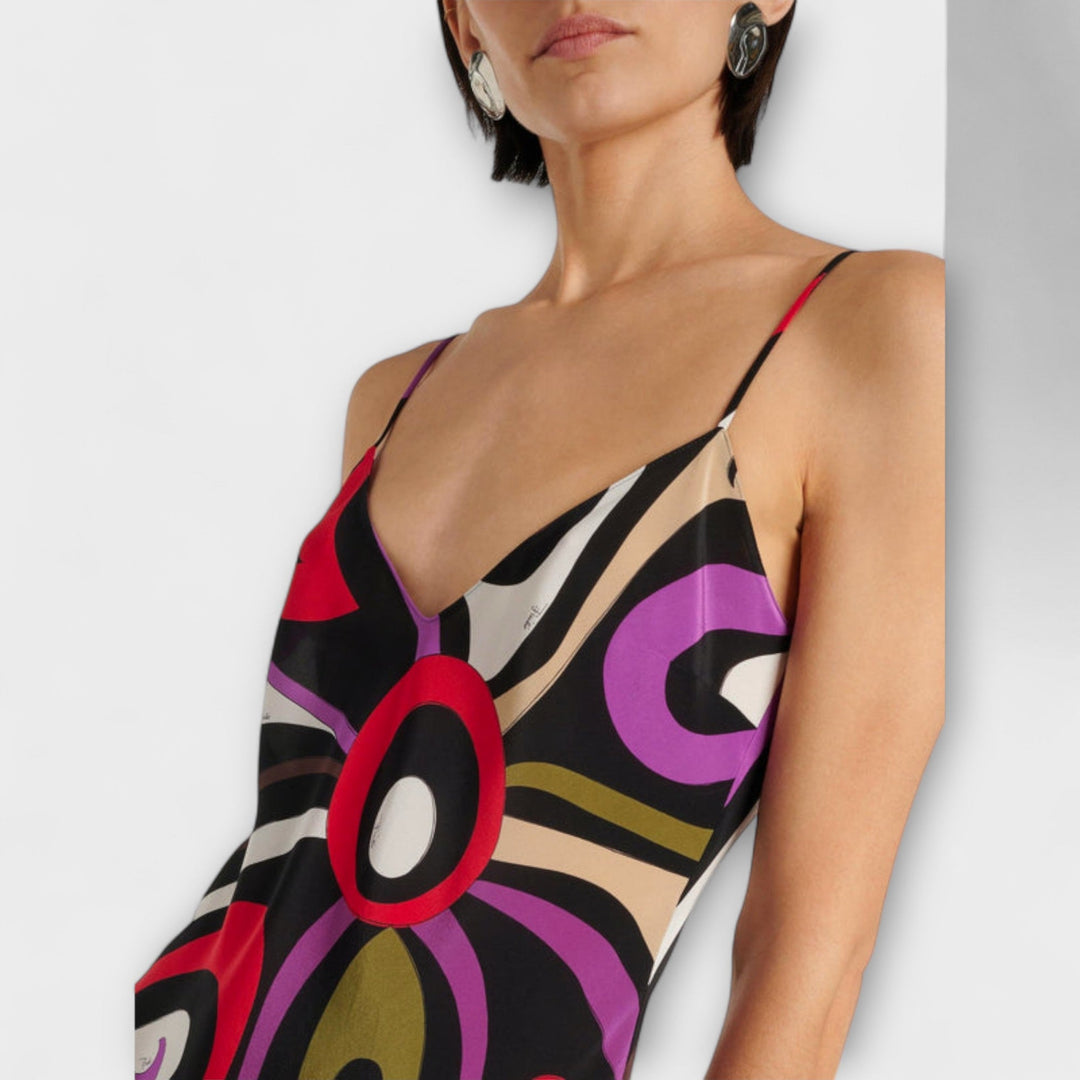 Daphne - Maxi-jurk in Marmerprint
