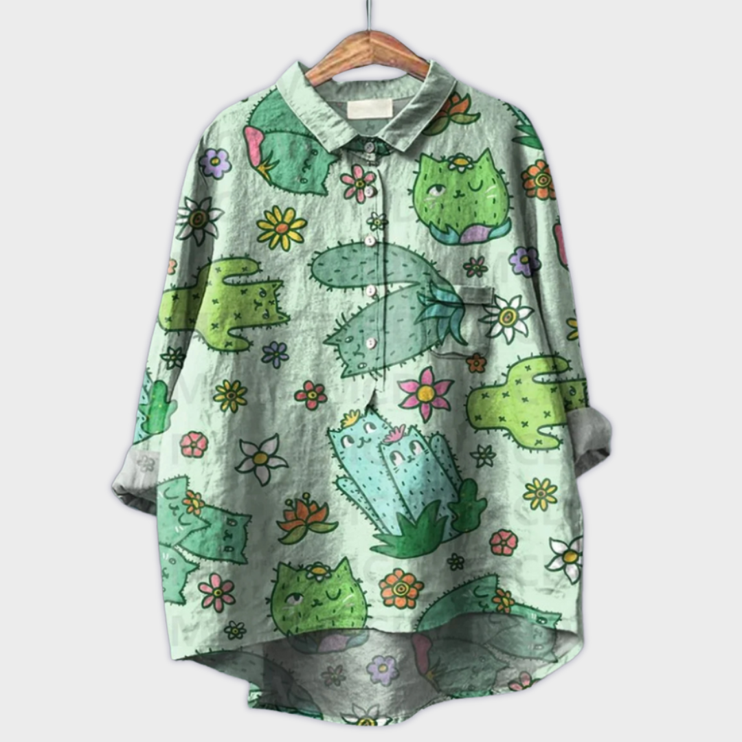 Magdalena - Handgemaakte Damesblouse met Bloemdesign