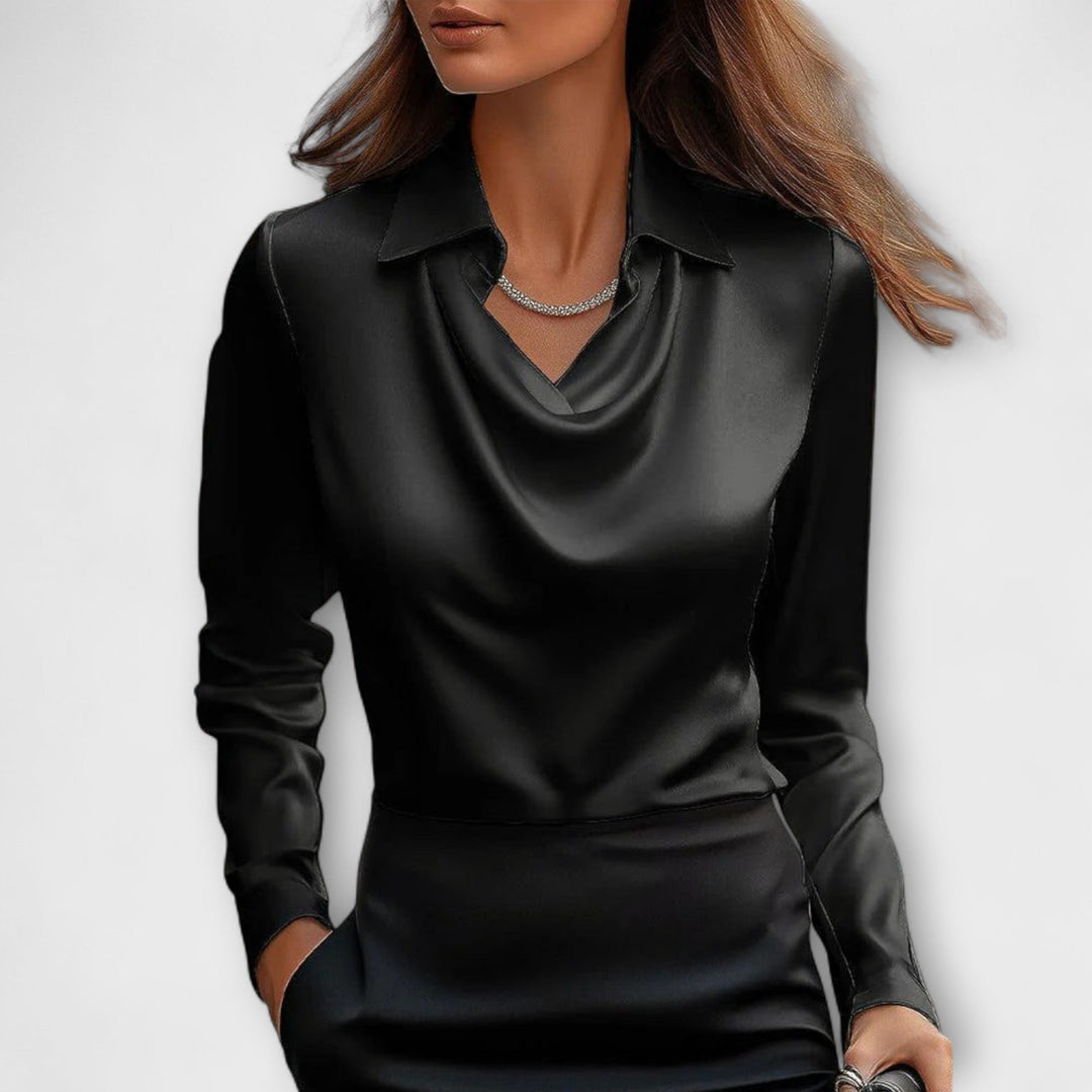 Meli - Glanzende Blouse met Geraffineerde Kraag
