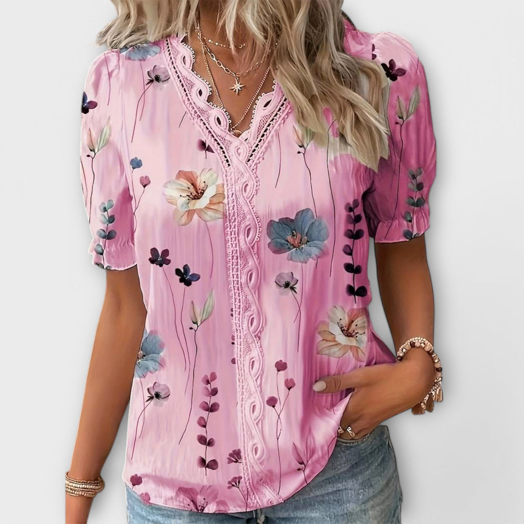 Emily - Modieuze Blouse met Puntige Uitsnijding