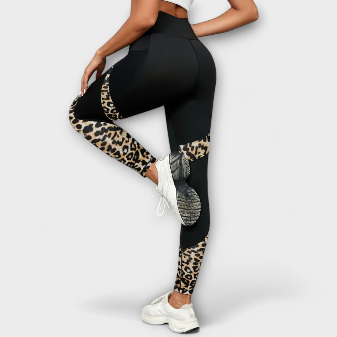 Trainingsbroek met hoge taille en panterprint