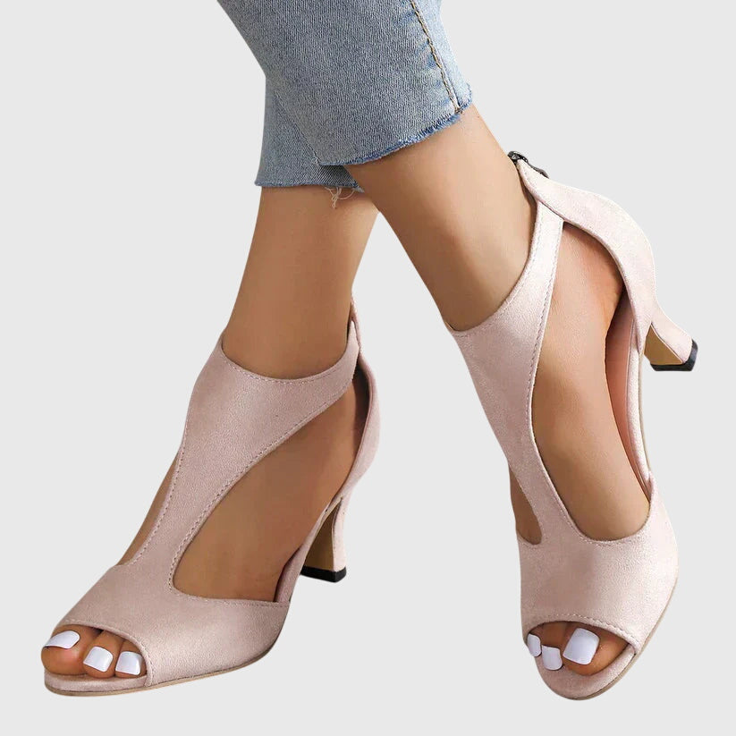 Verena elegante peeptoe-sandalen met hak – roze