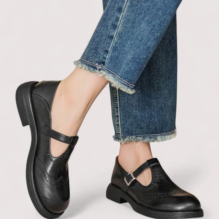 Claudia | Leren Mary Jane loafers met gaatjesmotief voor dames
