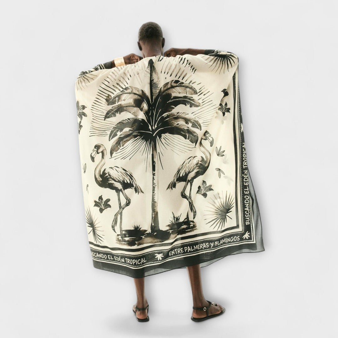 Melissa - Extra-grote Flamingo-Print Kaftan Maxijurk