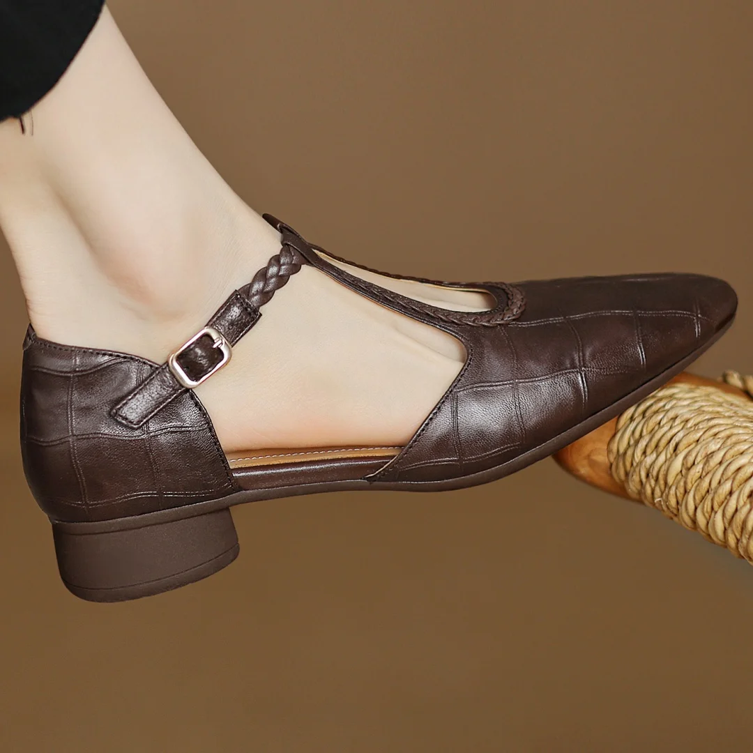 Greta – T-bandschoenen met gevlochten detail