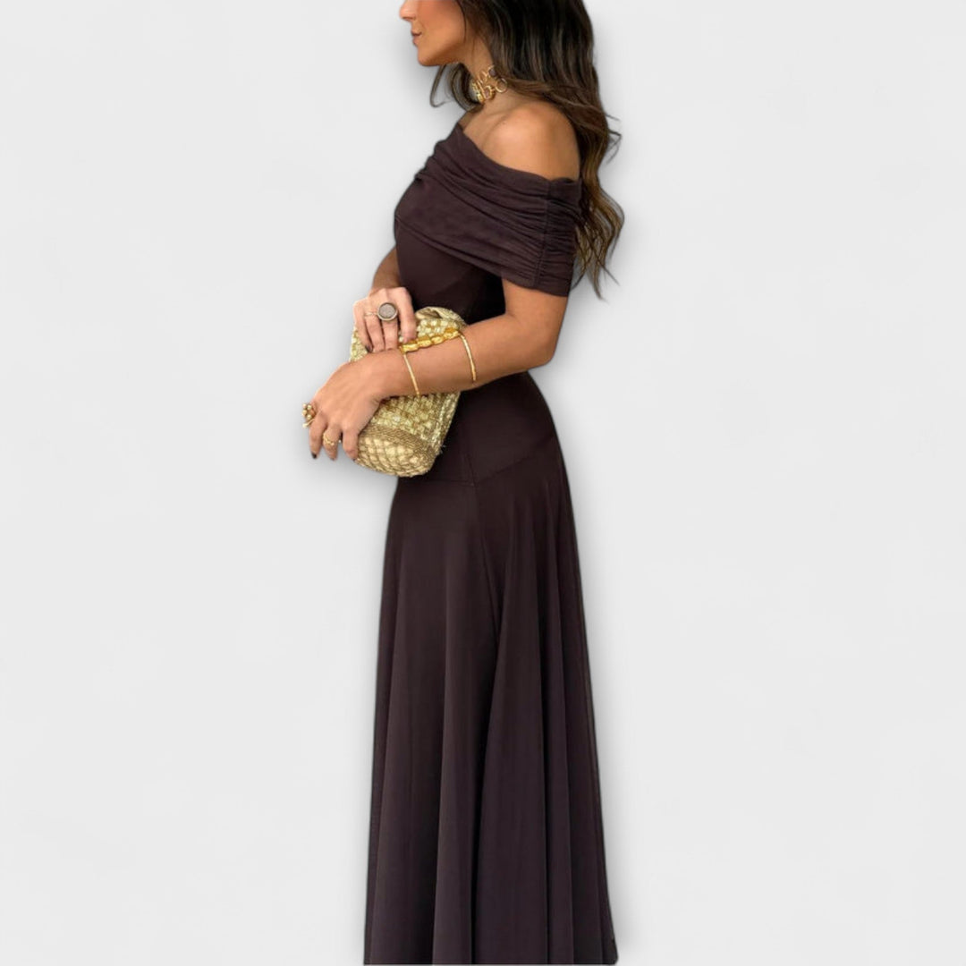 Weide - Toledo Eén-Schouder Mesh Maxi Jurk