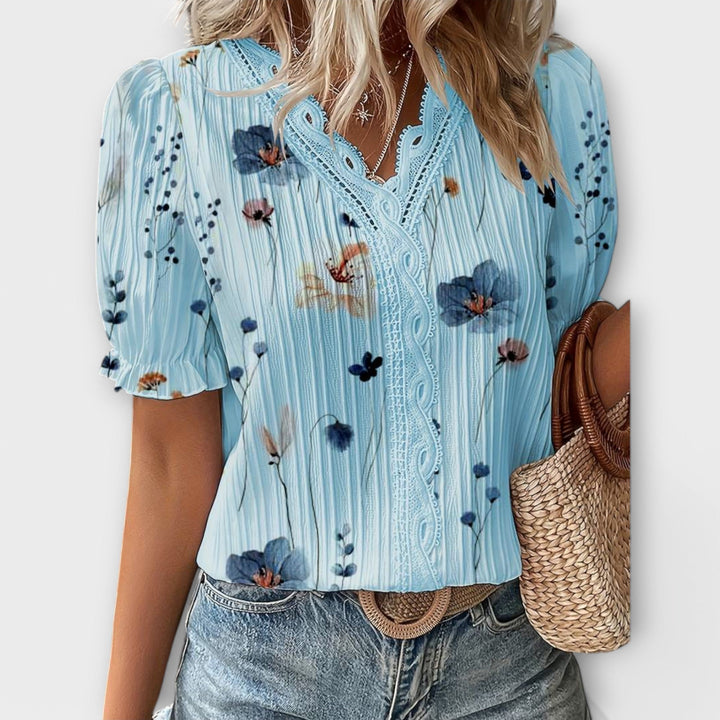 Emily - Modieuze Blouse met Puntige Uitsnijding
