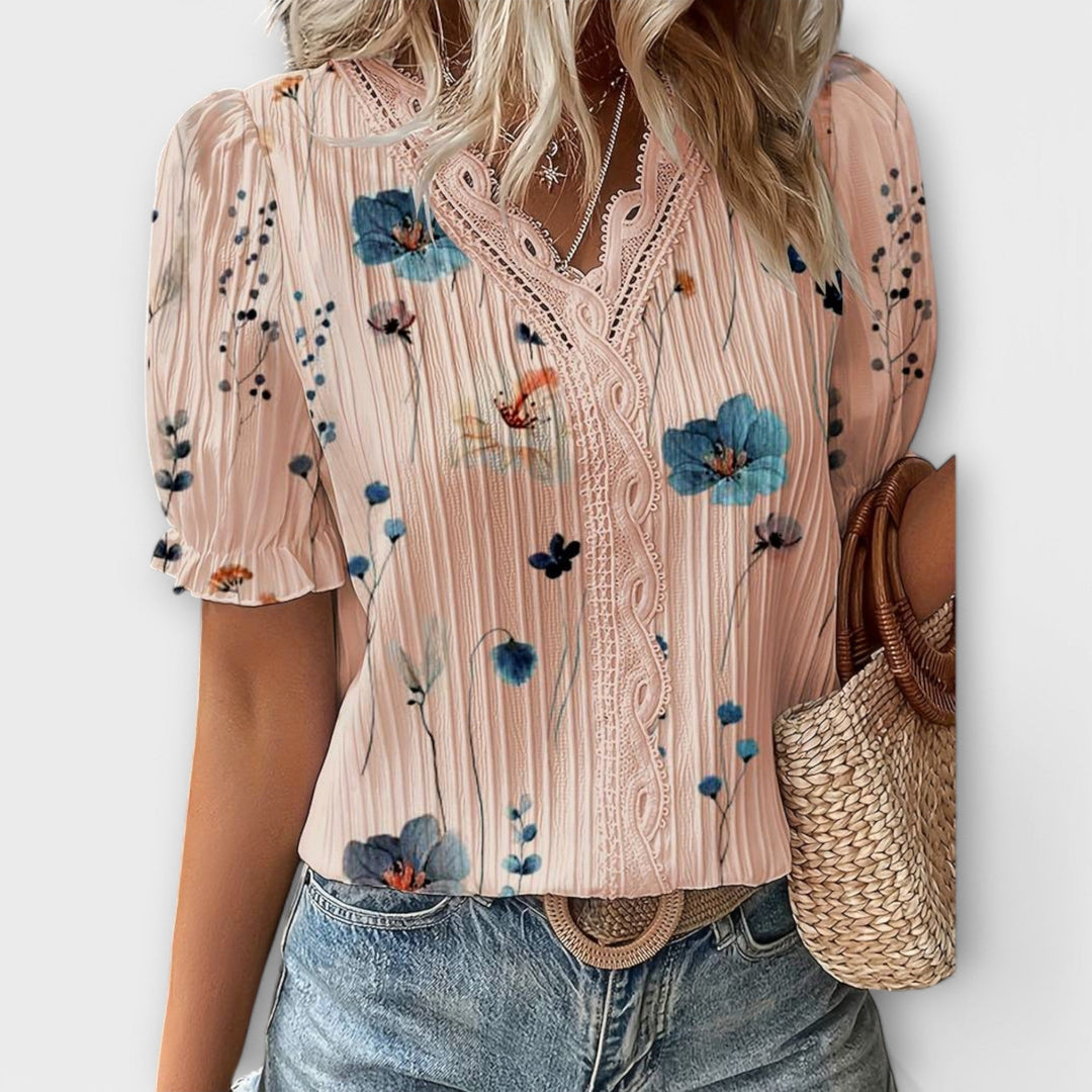 Emily - Modieuze Blouse met Puntige Uitsnijding