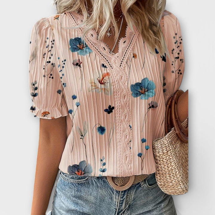 Emily - Modieuze Blouse met Puntige Uitsnijding
