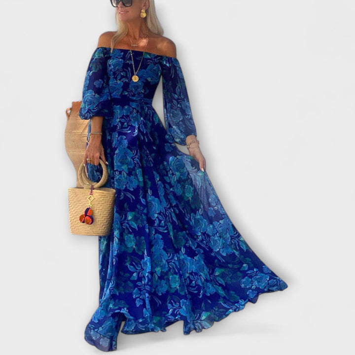 Juniper - Florale Off-Shoulder Smocked Maxikleid