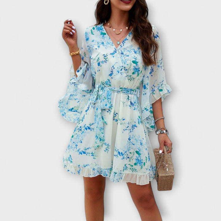 Lina - Dames Midi Jurk met Bloemenpatroon
