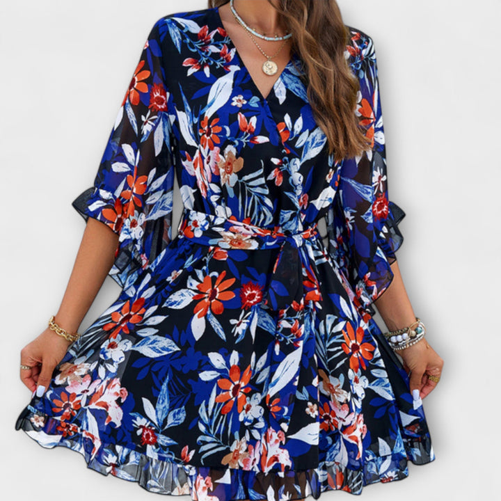 Lina - Dames Midi Jurk met Bloemenpatroon