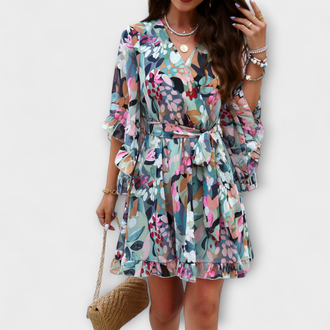 Lina - Dames Midi Jurk met Bloemenpatroon